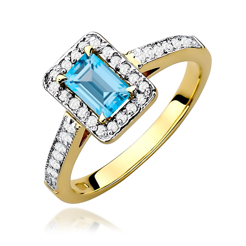 Inel Aur 14K cu Topaz Swiss 0.65 ct si Diamante Naturale 0.22 ct — Aur galben