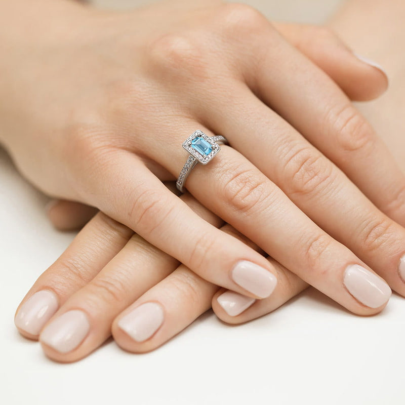 Inel Aur 14K cu Topaz Swiss 0.65 ct si Diamante Naturale 0.22 ct, imaginea 12 din 12