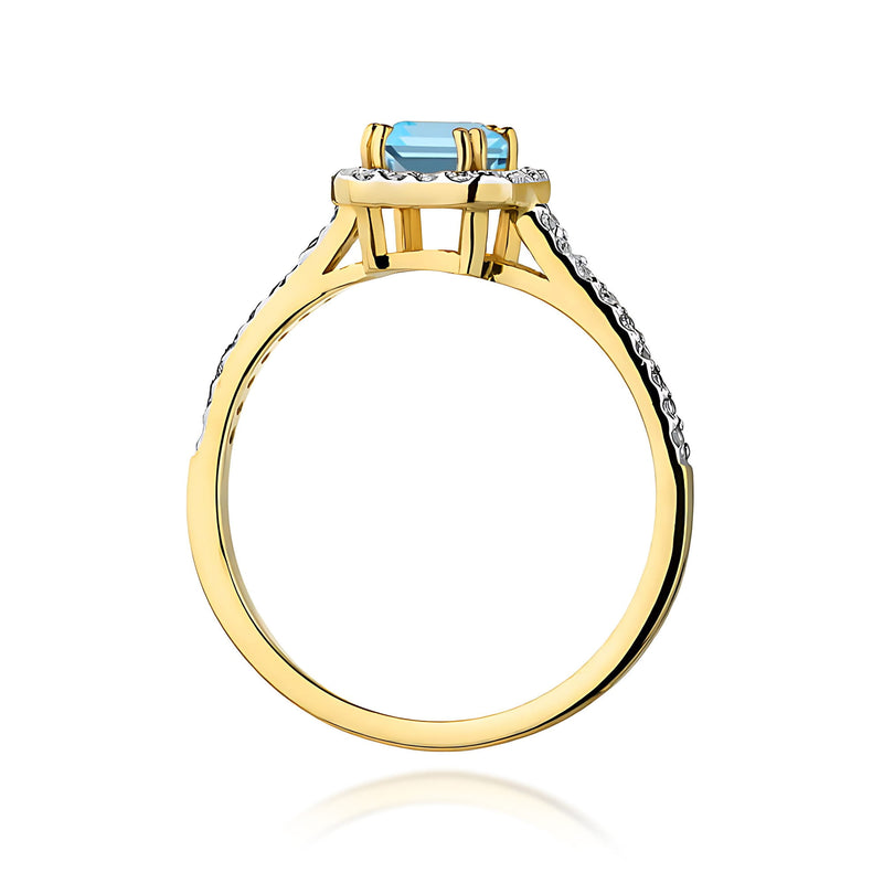 Inel Aur 14K cu Topaz Swiss 0.65 ct si Diamante Naturale 0.22 ct, imaginea 3 din 12