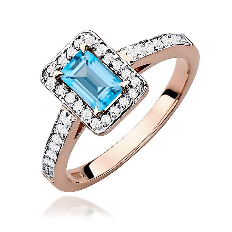 Inel Aur 14K cu Topaz Swiss 0.65 ct si Diamante Naturale 0.22 ct, imaginea 5 din 12