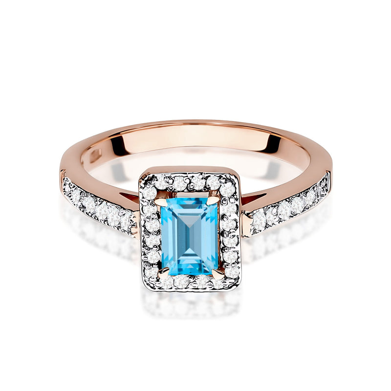 Inel Aur 14K cu Topaz Swiss 0.65 ct si Diamante Naturale 0.22 ct, imaginea 6 din 12