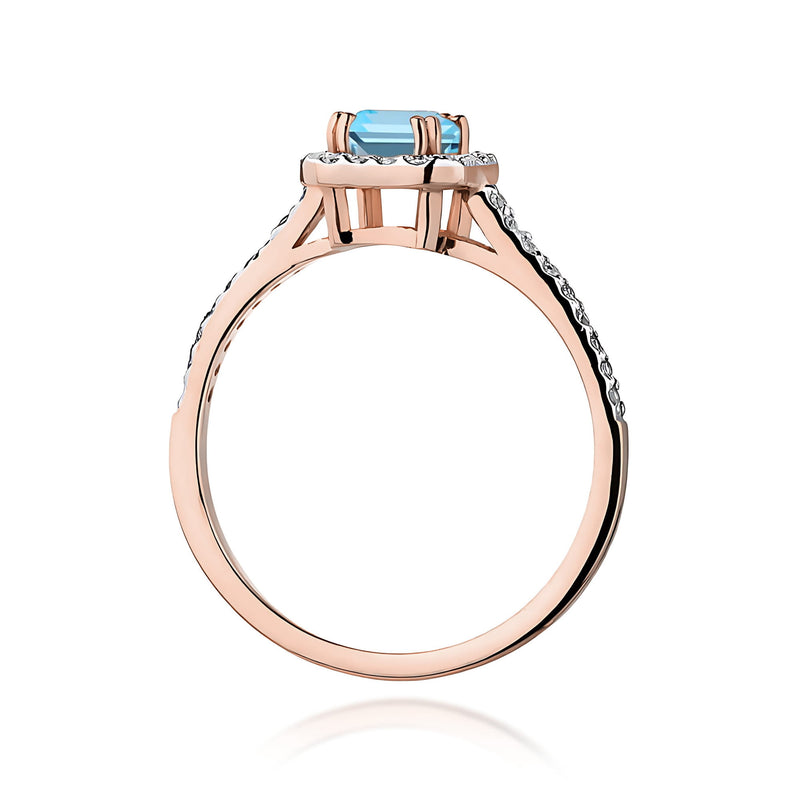 Inel Aur 14K cu Topaz Swiss 0.65 ct si Diamante Naturale 0.22 ct, imaginea 7 din 12