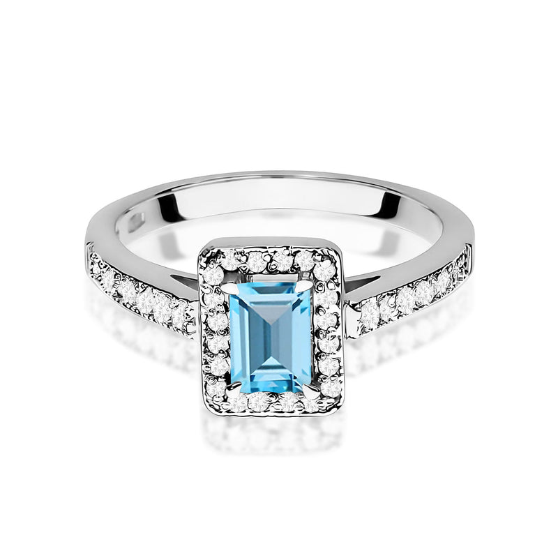 Inel Aur 14K cu Topaz Swiss 0.65 ct si Diamante Naturale 0.22 ct, imaginea 10 din 12