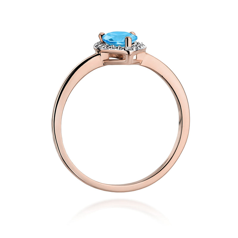 Inel Aur 14K cu Topaz Swiss 0.90 ct si Diamante Naturale 0.10 ct, imaginea 7 din 12