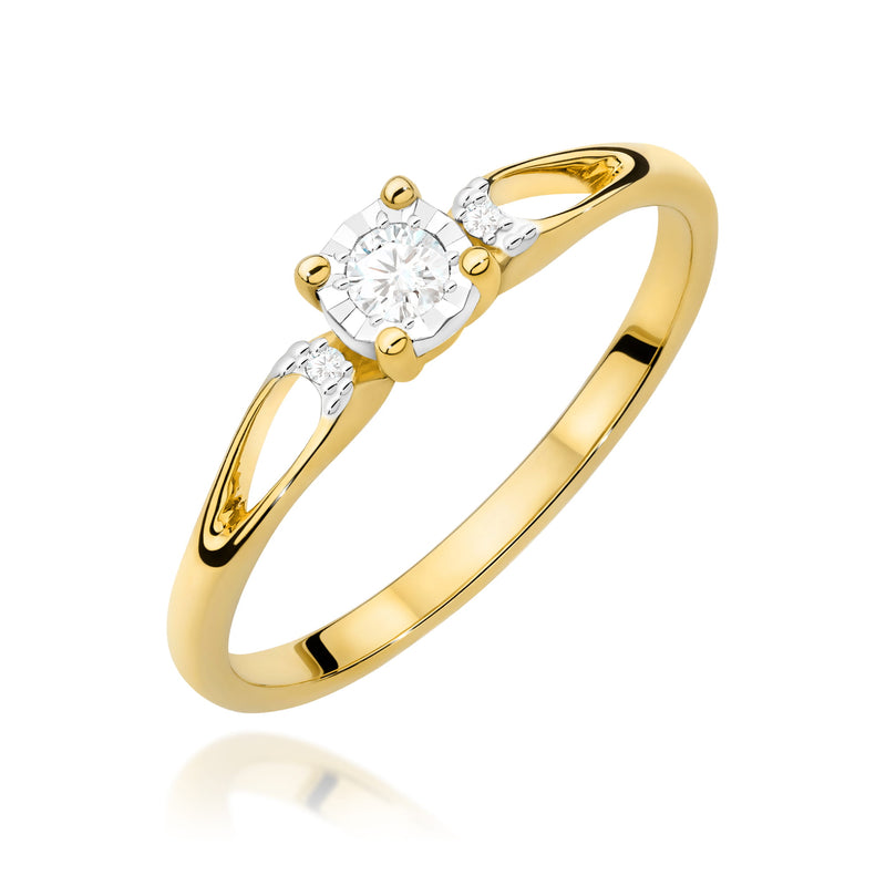 Inel Aur 14K cu Diamante Naturale 0.09 ct — Aur galben