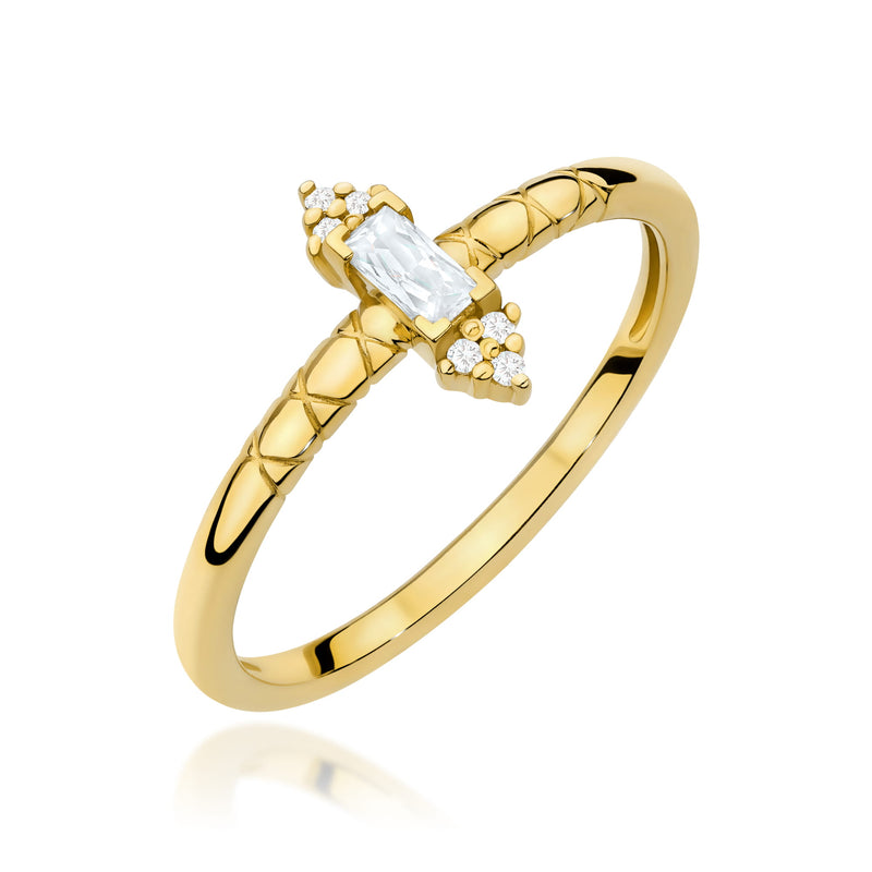 Inel Aur 14K cu Diamante Naturale 0.16 ct — Aur galben