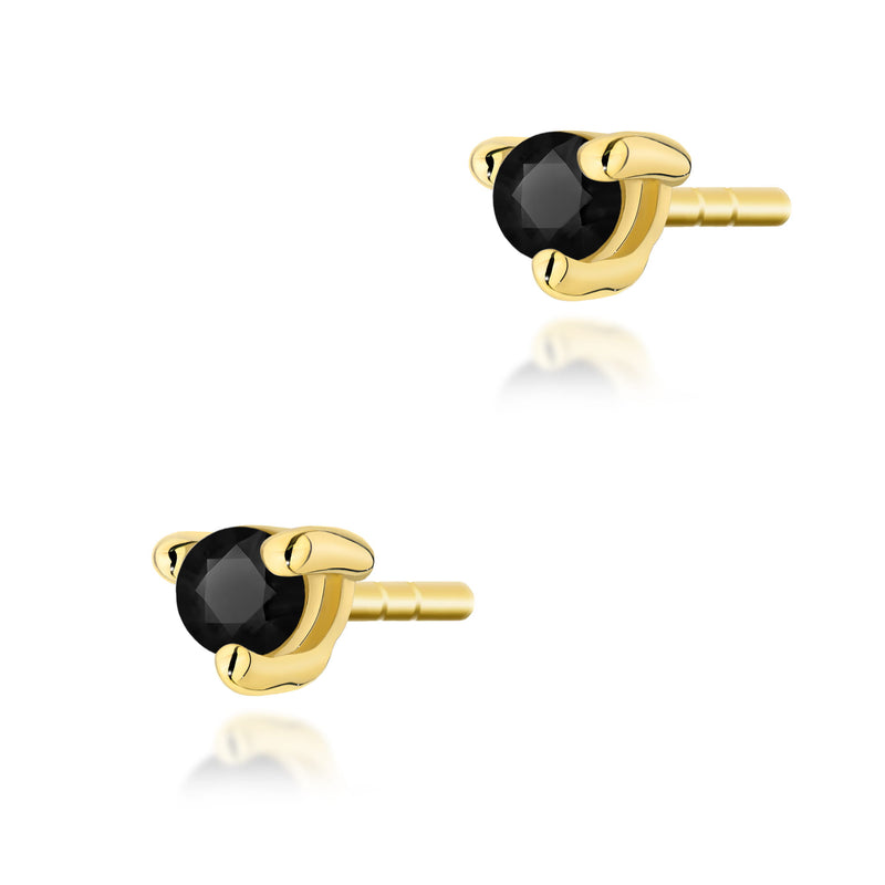 Cercei Aur 14K cu Diamant Natural Negru 0.04 ct — Aur galben