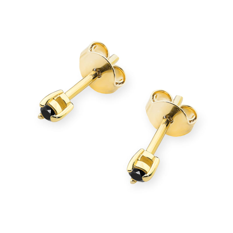 Cercei Aur 14K cu Diamant Natural Negru 0.04 ct, imaginea 2 din 6