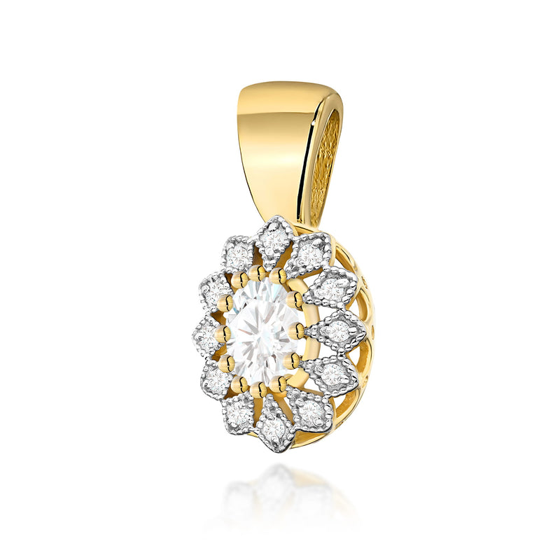 Pandantiv Aur 14K cu Diamante de Laborator 0.50 ct — Aur galben