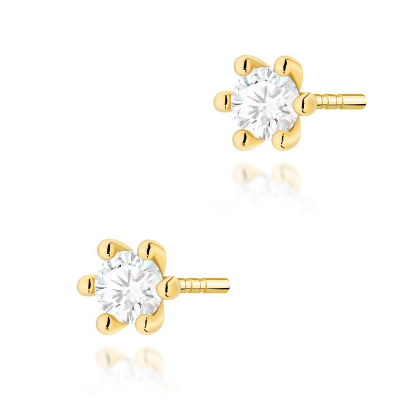 Cercei Aur 14K cu Diamant de Laborator 0.15 ct — Aur galben