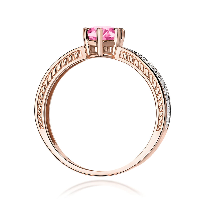 Inel Aur 14K cu Topaz Roz 0.60 ct si Diamante Naturale 0.08 ct, imaginea 7 din 12