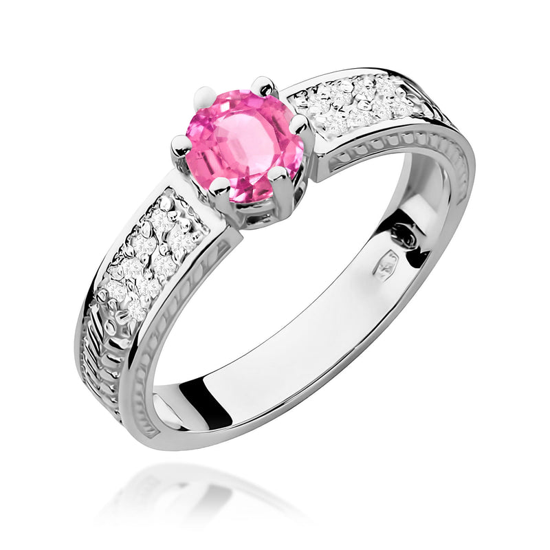 Inel Aur 14K cu Topaz Roz 0.60 ct si Diamante Naturale 0.08 ct, imaginea 9 din 12