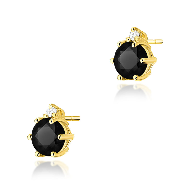 Cercei Aur 14K cu Diamante Naturale Albe si Negre 0.53 ct — Aur galben