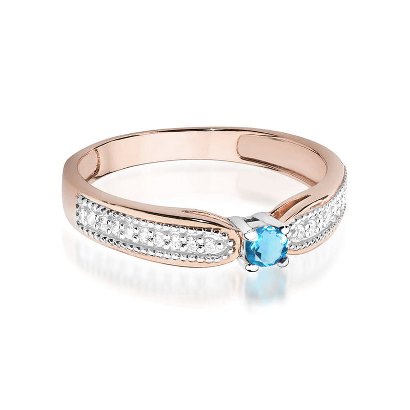 Inel Aur 14K cu Topaz Swiss 0.15 ct si Diamante Naturale 0.09 ct, imaginea 6 din 12