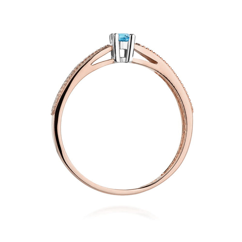 Inel Aur 14K cu Topaz Swiss 0.15 ct si Diamante Naturale 0.09 ct, imaginea 7 din 12