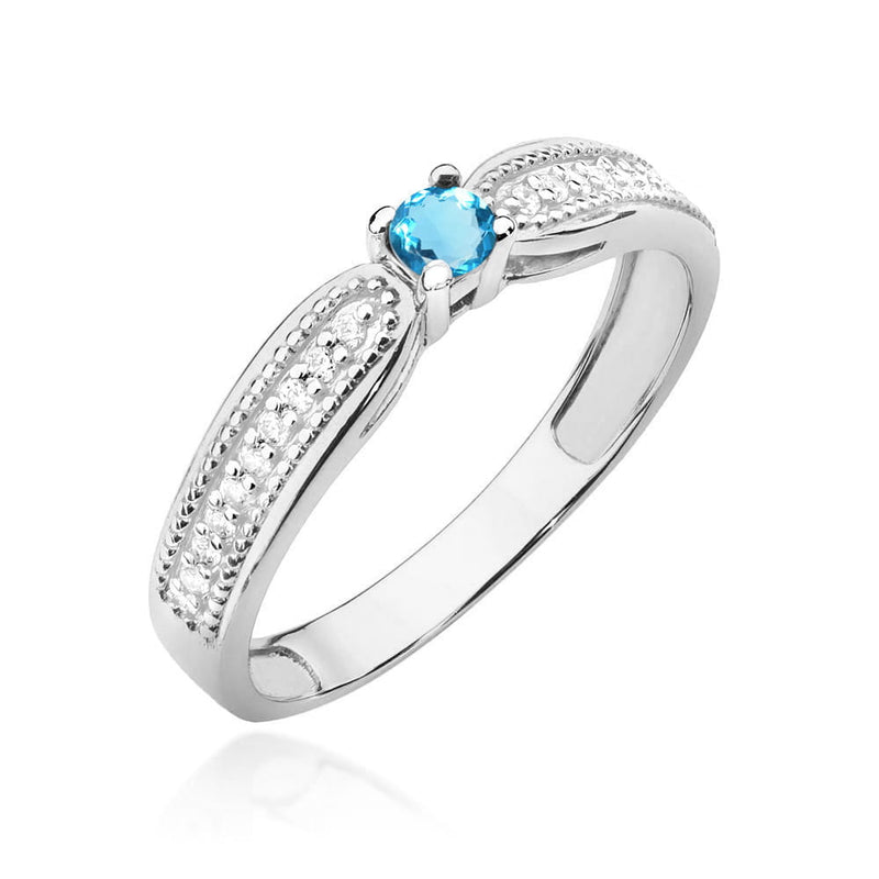 Inel Aur 14K cu Topaz Swiss 0.15 ct si Diamante Naturale 0.09 ct, imaginea 9 din 12