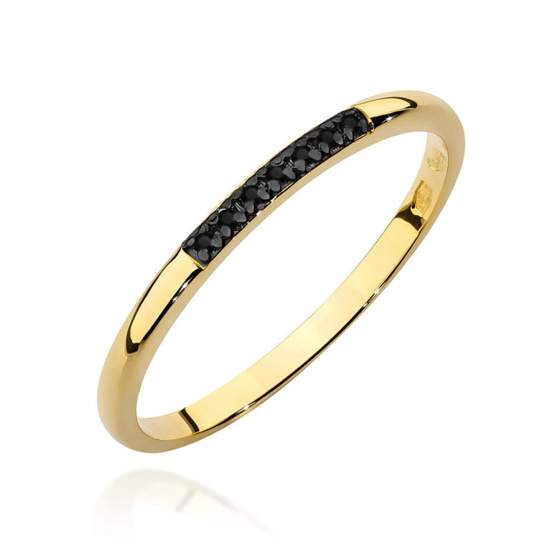 Inel Aur 14K cu Diamante Negre W0607 — Aur galben