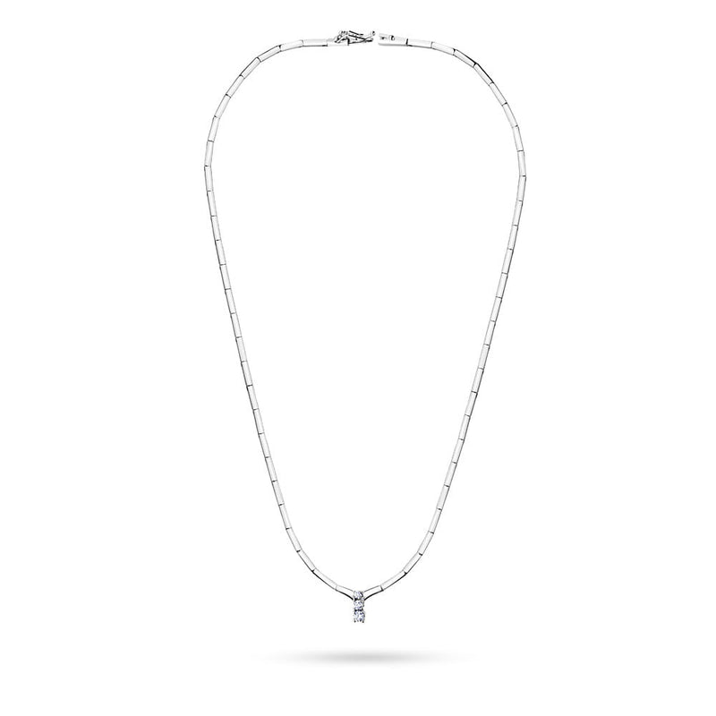 Colier Aur 14K cu Diamante Naturale 0.26 ct — Aur alb