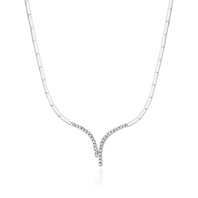 Colier Aur 14K cu Diamante Naturale 0.23 ct — Aur alb
