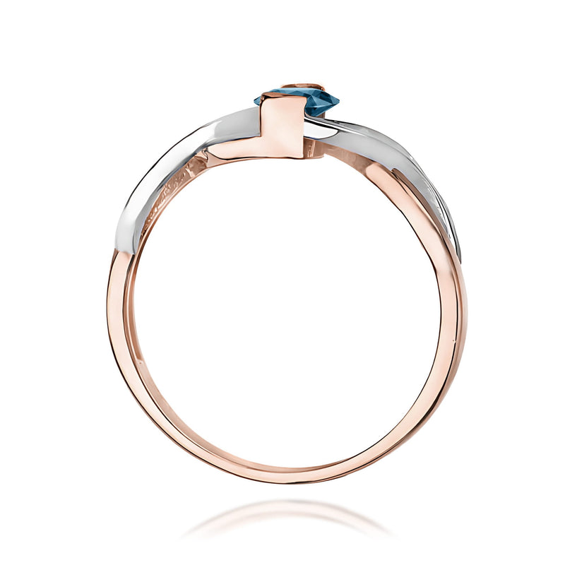 Inel Aur 14K cu Topaz London Blue 0.50 ct si Diamante Naturale 0.05 ct, imaginea 7 din 12