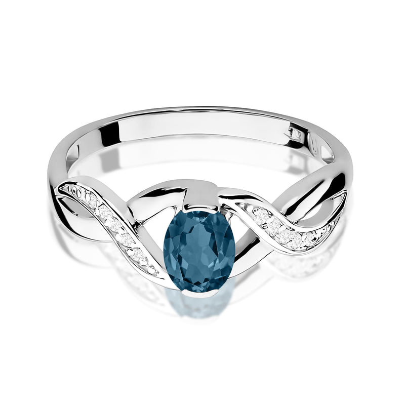 Inel Aur 14K cu Topaz London Blue 0.50 ct si Diamante Naturale 0.05 ct, imaginea 10 din 12