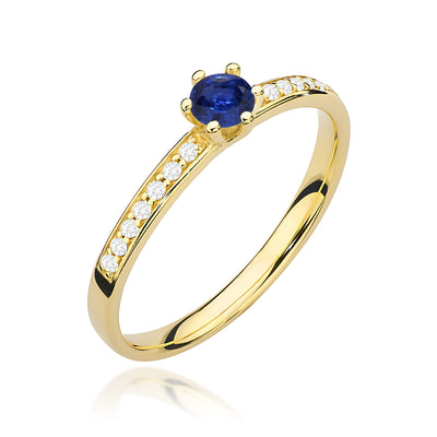 Inel Aur 14K cu Safir 0.15 ct si Diamante Naturale 0.07 ct