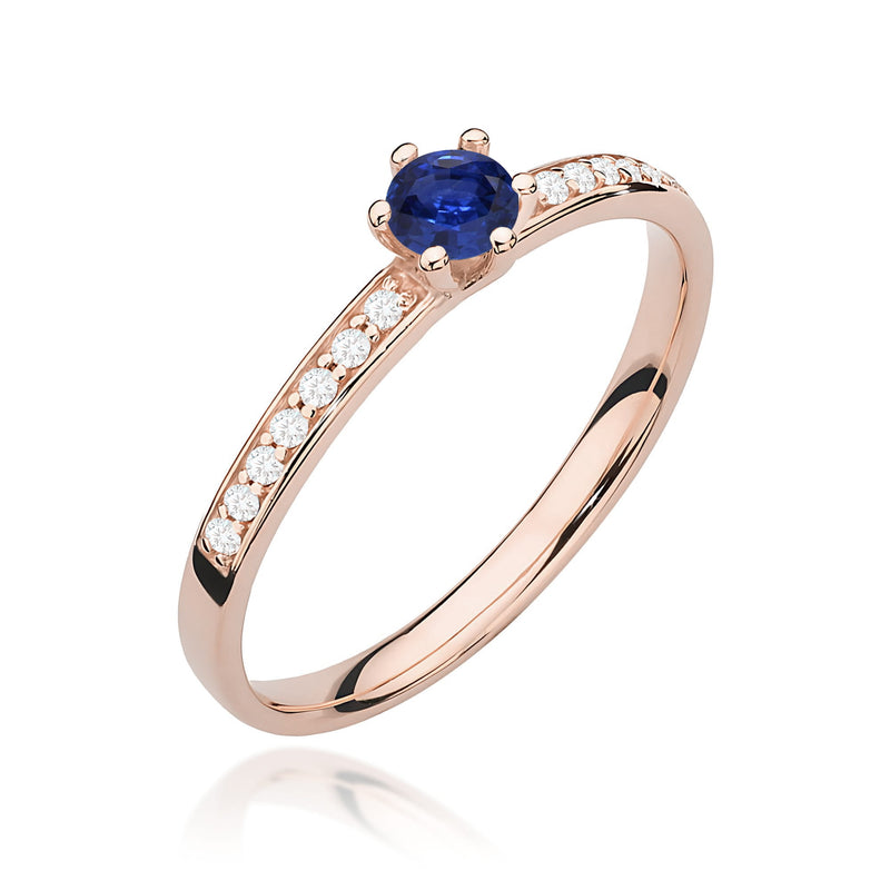Inel Aur 14K cu Safir 0.15 ct si Diamante Naturale 0.07 ct, imaginea 5 din 12