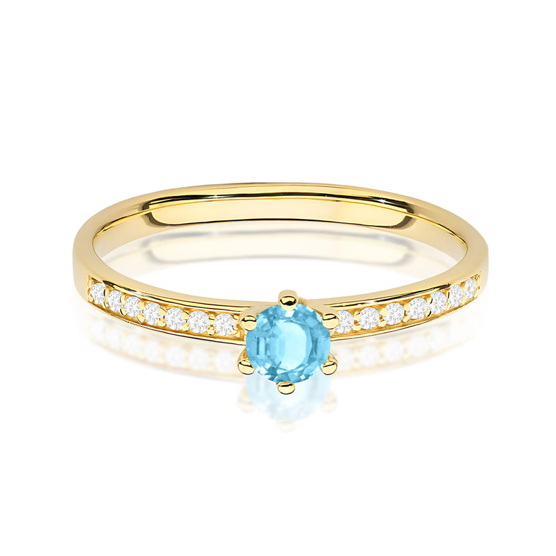 Inel Aur 14K cu Topaz Swiss 0.15 ct si Diamante Naturale 0.07 ct, imaginea 2 din 12