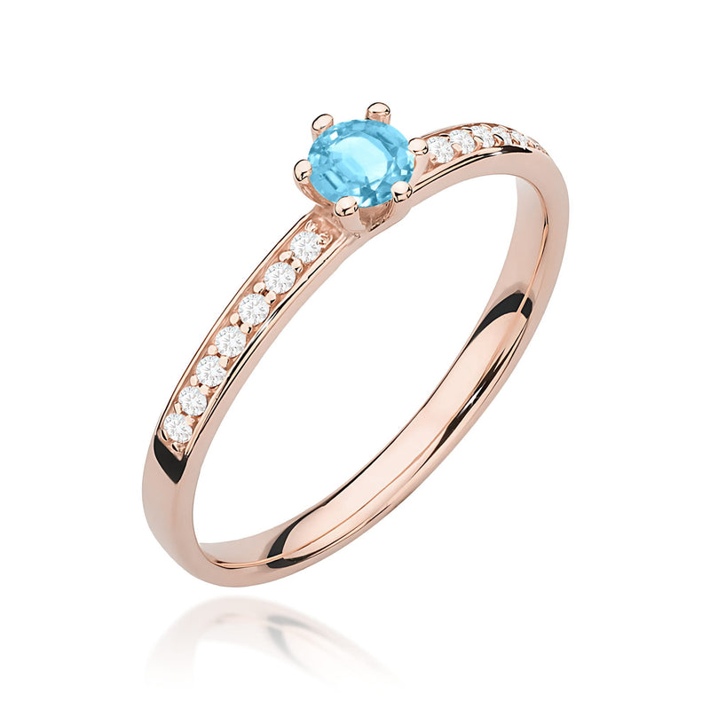 Inel Aur 14K cu Topaz Swiss 0.15 ct si Diamante Naturale 0.07 ct, imaginea 5 din 12