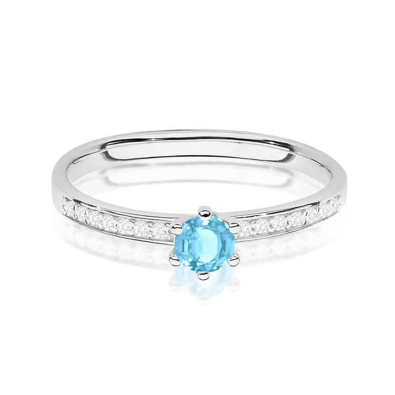 Inel Aur 14K cu Topaz Swiss 0.15 ct si Diamante Naturale 0.07 ct, imaginea 10 din 12
