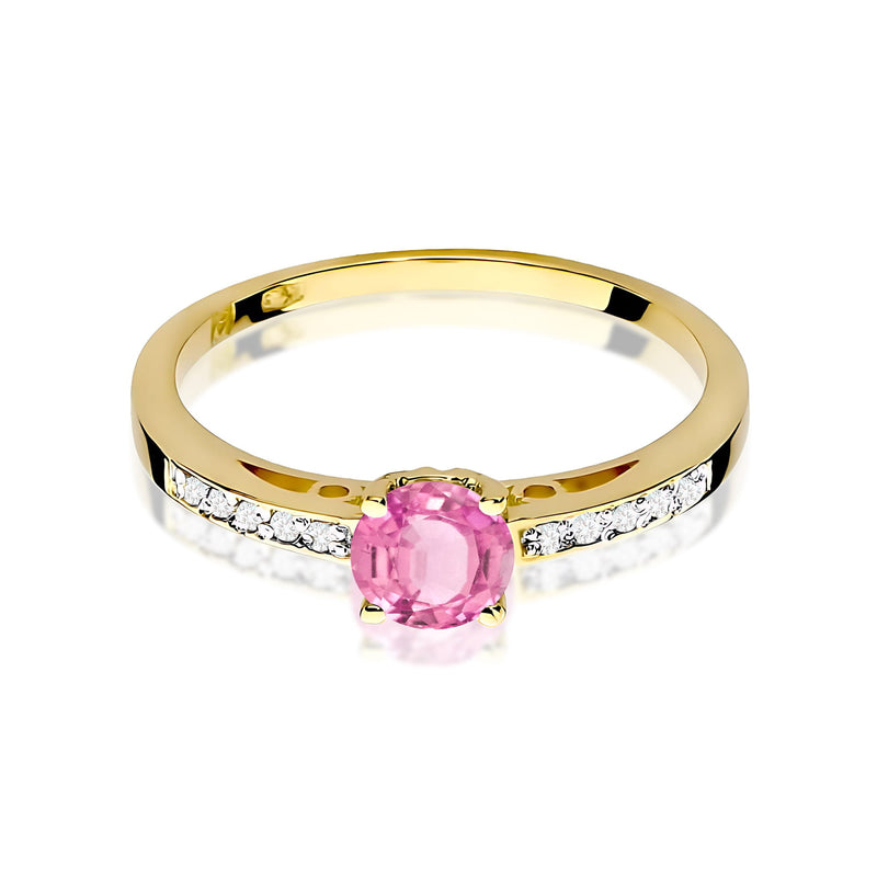 Inel Aur 14K cu Topaz Roz 0.60 ct si Diamante Naturale 0.05 ct, imaginea 2 din 12