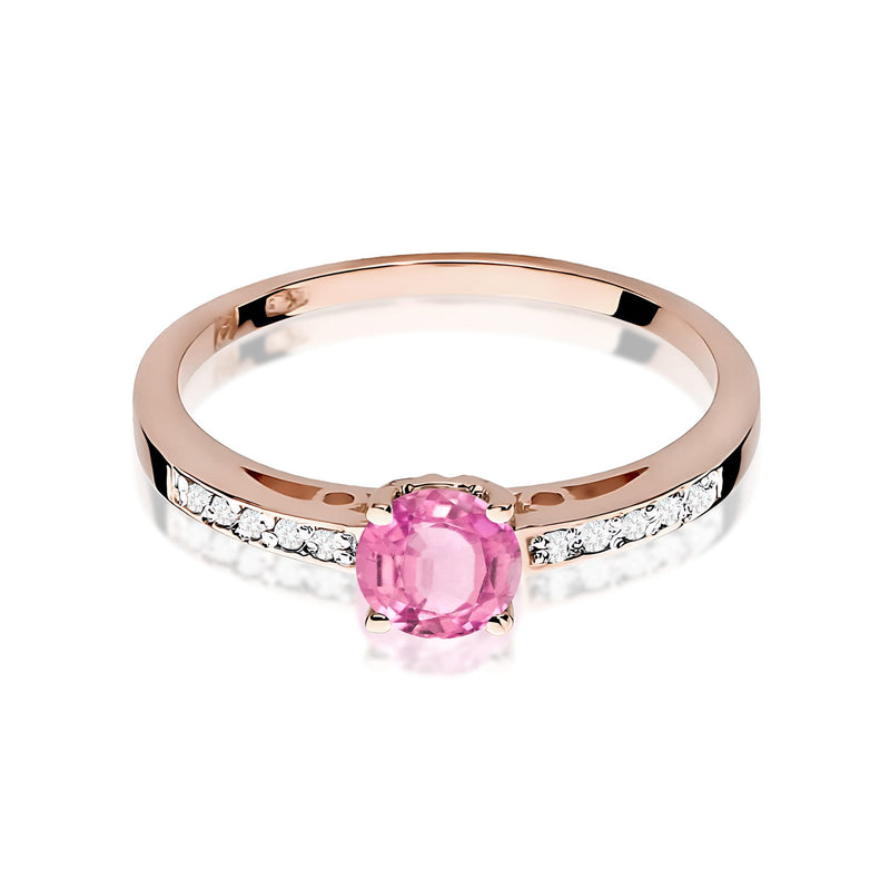 Inel Aur 14K cu Topaz Roz 0.60 ct si Diamante Naturale 0.05 ct, imaginea 6 din 12