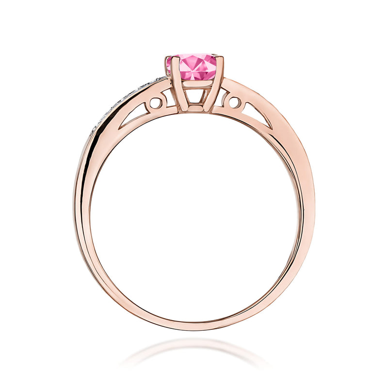 Inel Aur 14K cu Topaz Roz 0.60 ct si Diamante Naturale 0.05 ct, imaginea 7 din 12