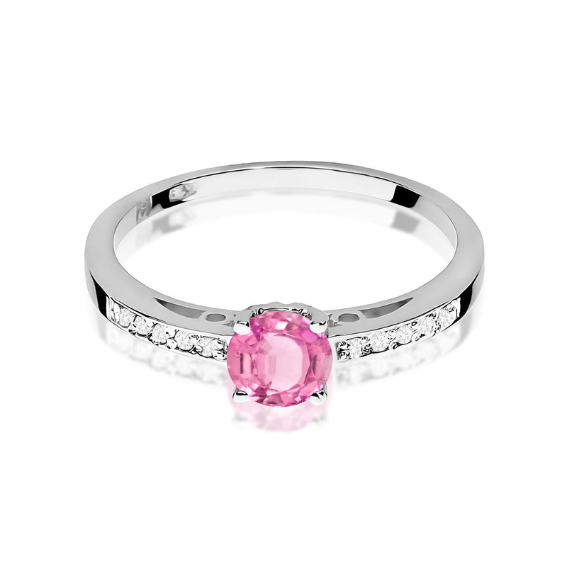 Inel Aur 14K cu Topaz Roz 0.60 ct si Diamante Naturale 0.05 ct, imaginea 10 din 12