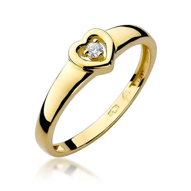 Inel Aur 9K cu Diamant Natural 0.04 ct — Aur galben