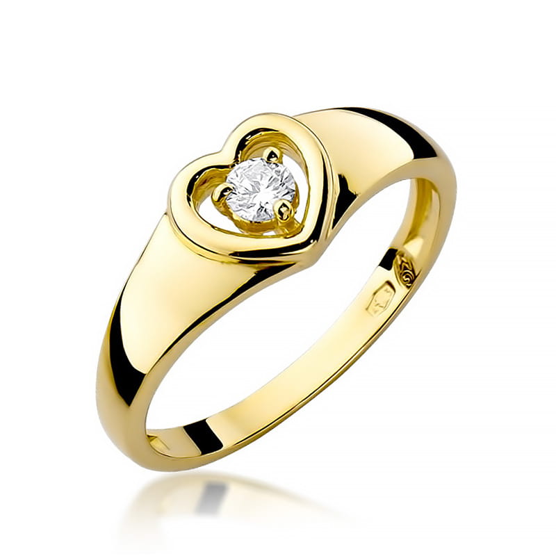 Inel Aur 9K cu Diamant Natural 0.10 ct — Aur galben