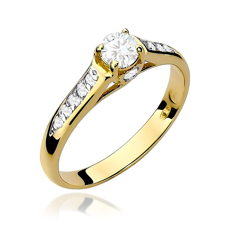 Inel Aur 9K cu Diamante Naturale 0.33 ct — Aur galben