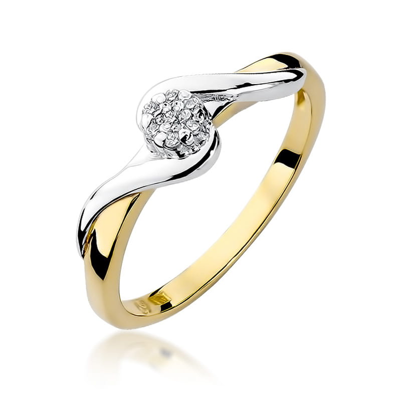Inel Aur 9K cu Diamante Naturale 0.08 ct — Aur galben