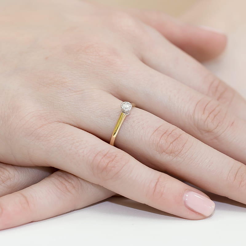 Inel Aur 9K cu Diamant Natural 0.13 ct, imaginea 4 din 8