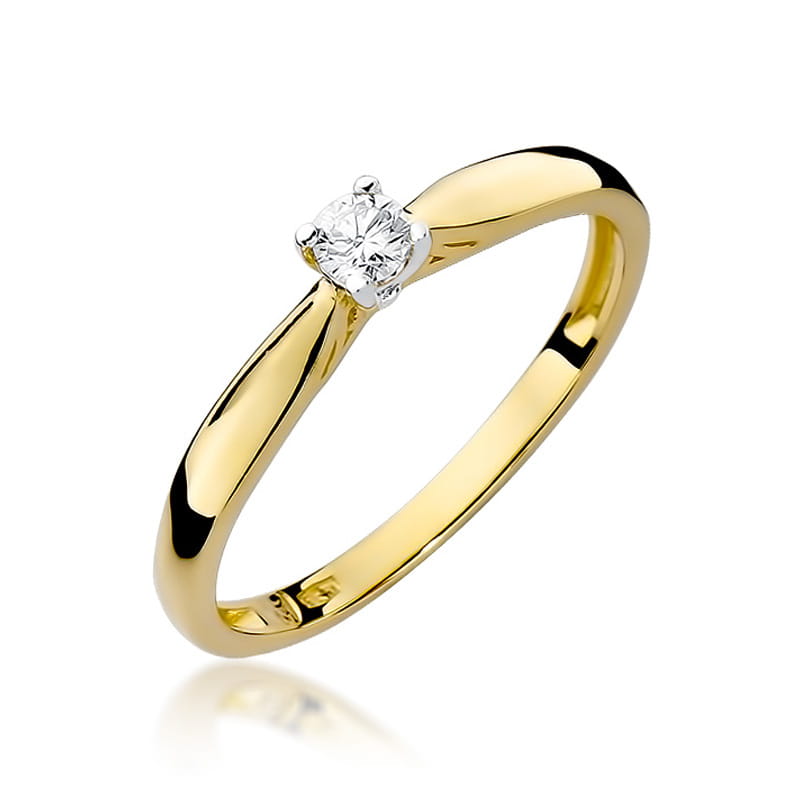 Inel Aur 9K cu Diamant Natural 0.10 ct — Aur galben