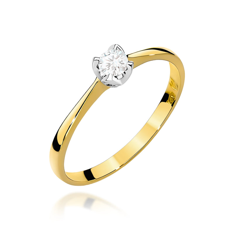 Inel Aur 9K cu Diamant Natural 0.10 ct — Aur galben