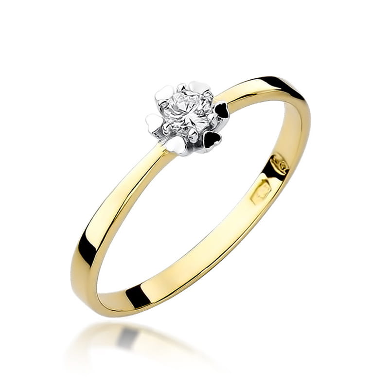 Inel Aur 9K cu Diamant Natural 0.10 ct — Aur galben