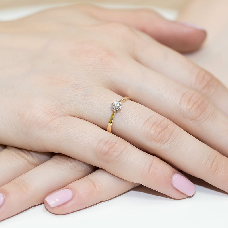 Inel Aur 9K cu Diamant Natural 0.10 ct, imaginea 4 din 8