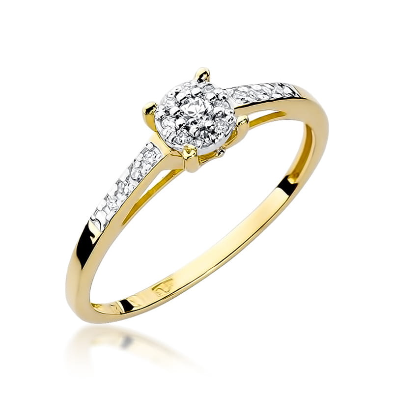 Inel Aur 9K cu Diamante Naturale 0.12 ct — Aur galben