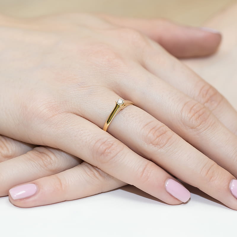 Inel Aur 9K cu Diamant Natural 0.10 ct, imaginea 4 din 8
