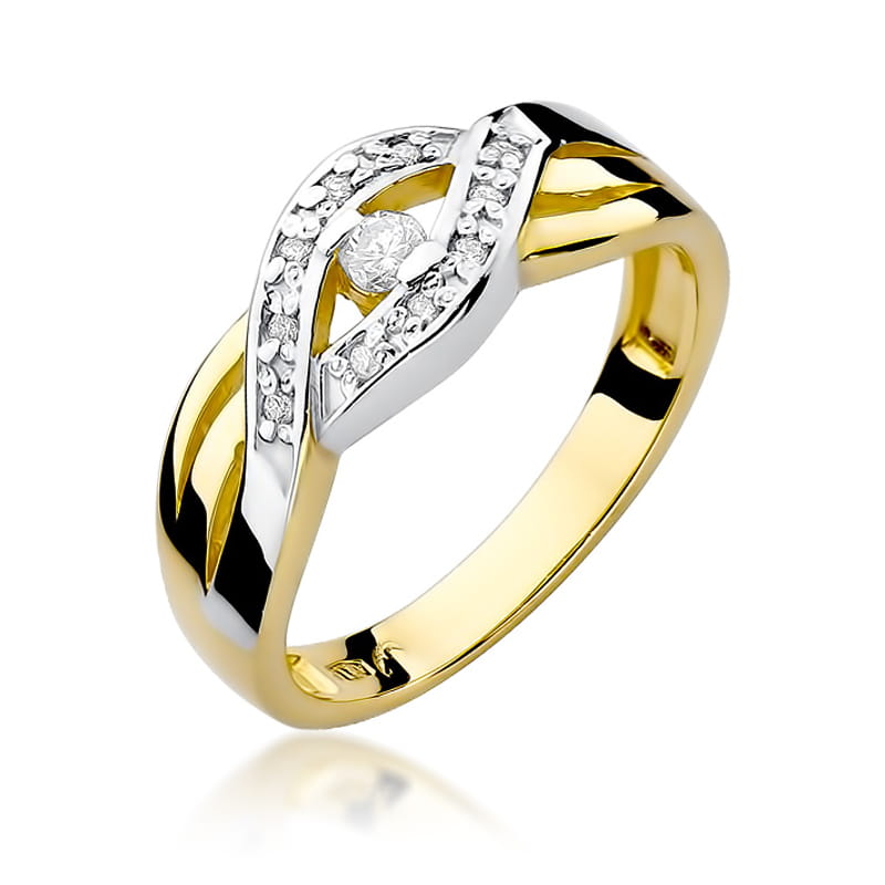 Inel Aur 9K cu Diamante Naturale 0.10 ct — Aur galben