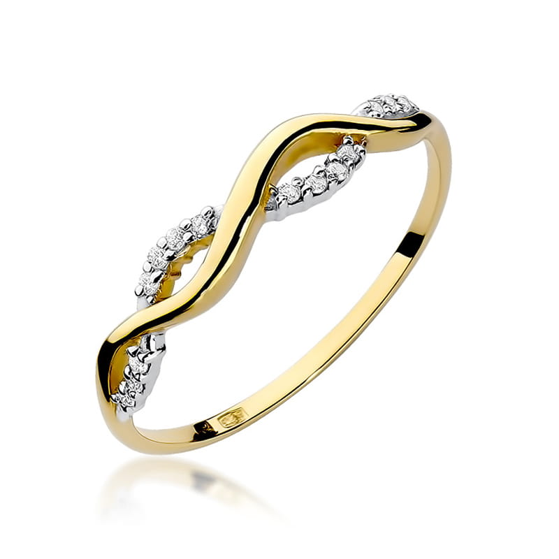 Inel Aur 9K cu Diamante Naturale 0.07 ct — Aur galben