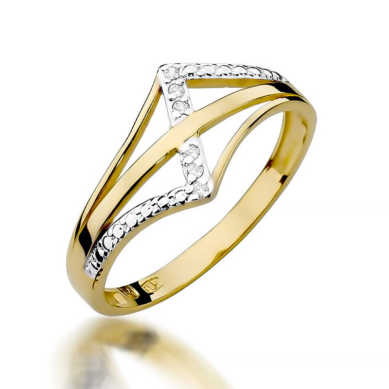 Inel Aur 9K cu Diamante Naturale 0.03 ct — Aur galben