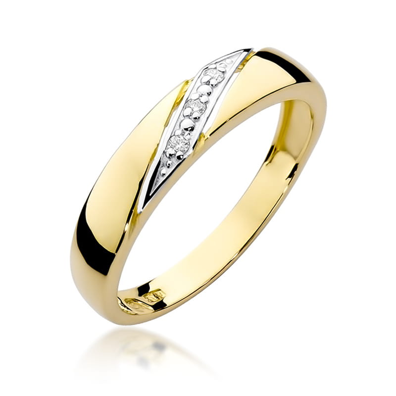 Inel Aur 9K cu Diamante Naturale 0.02 ct — Aur galben