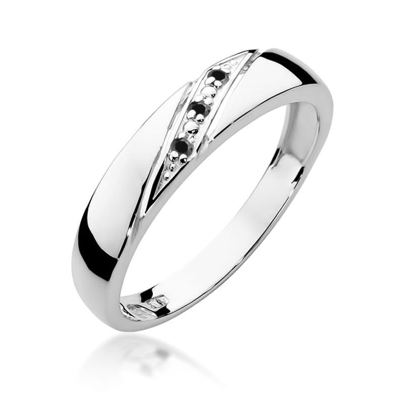 Inel Aur 9K cu Diamante Naturale Negre 0.01 ct, imaginea 5 din 8